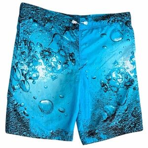 Vintage 90s Men’s Swim Trunks Cherokee Aqua Bubble Print Men's Swim Shorts Large